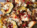 Autumn acorn squash pita "nachos" with #pomegranates & #bluecheese - Climbing Grier Mountain…