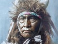 Bull Chief, an Indian warrior, from the Apsaroke tribe. The photo was taken in 1908 by Edward S. Curtis.