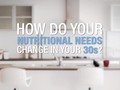 During your 30s, establish regular meal times, organize your fridge with healthy options and have quick recipes on…