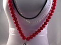 Red Glass Pearl Triple Strand Beaded Jewelry Set Gift for via Etsy#pottiteam
