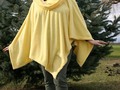 Yellow Cowl Hooded Long Blanket Poncho Faux Fur Fleece via Etsy