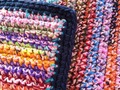 Extra Warm Multi Color Crochet Cozy Cover Navy Blue Trim (70 x 42 inches) via Etsy
