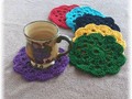 Cotton Doily Coasters Crocheted Multi Color Set of Six Large via Etsy