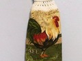 Hanging Kitchen Towel Rooster Chicken Crochet Top Double Layered Towel via Etsy
