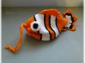 Clown Fish Bag Drawstring Tote Bag Sack - Orange White Black via Etsy