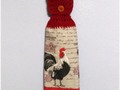 Hanging Kitchen Towel Rooster Chicken Crochet Top Double Layered Towel via Etsy