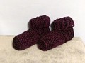 Crochet Slipper Socks Booties Plumb Black Mix Size 9/10 via Etsy