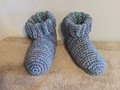 Crochet Slipper Bed Socks Booties Blues Mix Size 9 10 via Etsy