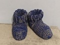 Crochet Slipper Socks Booties Blue Gray Mix Size 9/10 via Etsy