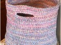 Large Storage Basket / Tote Heavy Duty Crocheted Multi Color Yarn Boho With Handles via Etsy