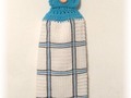 Crochet Top Hanging Kitchen Towel White with Blue Lines Slightly Irregular via Etsy