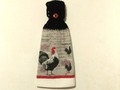 Hanging Kitchen Towel Rooster Chicken Crochet Top Double Layered Towel via Etsy