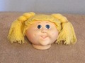 Girl Doll Head Full Head Hollow Yellow Yarn Braids 3 inches Blue Eyes 1984 Vintage via Etsy