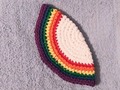 Yarmulke Kippot Kippah Frik Crocheted Cotton White with Rainbow 7 inches via Etsy