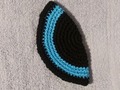 Yarmulke Kippot Kippah Frik Crocheted Cotton Black and Turquoise Blue 7 inches via Etsy
