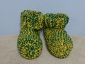 Crochet Slipper Bed Socks Booties Green and Yellow Size 9/10 via Etsy