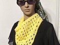 Crochet Bandana / Headscarf Openwork Pattern Cotton with Ties Yellow via Etsy