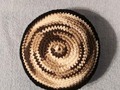 Yarmulke Kippot Kippah Frik Crocheted Cotton Brown Tan White Mix with Black Trim 9 inches via Etsy