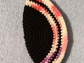 Crocheted Yarmulke Kippot Kippah Frik Cotton Black with Mixed Colors 8 inches via Etsy