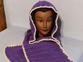 Hood Scarf Crochet Purple With White Trim via Etsy