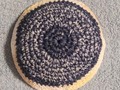 Yarmulke Kippot Kippah Frik Crocheted Cotton White Blue Denim Splash Tan White Trim 6.5 inches via Etsy