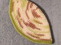 Yarmulke Kippot Kippah Frik Crocheted Cotton Tan White Lime Green with Lime Green Trim 10 inches via Etsy
