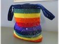 Sale Ends Soon- Heavy Duty Rope and Yarn Tote Bag Rainbow Colors Market Bag via Etsy