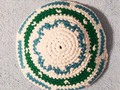 Yarmulke Kippot Kippah Frik Crocheted Cotton Aqua Blue White and Green 9 inches via Etsy