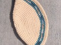 Yarmulke Kippot Kippah Frik Crocheted Cotton White with Mixed Colors Blue Trim 10-11 inches Extra Large via Etsy