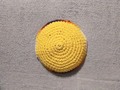 Crocheted Yarmulke Kippot Kippah Frik Cotton Yellow with Mixed Colors Stripe 6 inches via Etsy