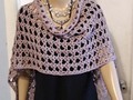 Crochet Wrap Openwork Prayer Shawl Lightweight Raspberry Wool and Cotton via Etsy