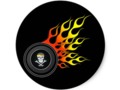 Racing Skull in Flaming Wheel Sticker #Sports4you #Gravityx9 -