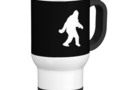 White Sasquatch Silhouette For Dark Backgrounds 15 Oz Stainless Steel Travel Mug #Gravityx9 #squatchme -