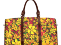 Pretty Orange & Yellow Flowers on Red Waterproof Travel Bag #ArtsAdd #Gravityx9 -