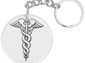 Caduceus Medical Symbol Double-Sided Round Acrylic Keychain by #Symbolical #gravityx9 -