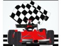 Red Race Car with Checkered Flag Card