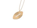 A golden chain with a Gold Plated Shiny steel in the shape of a tilted Football. #Zazzy #Gravityx9 #Sports4you -