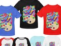 Bright & colorful textured paint strokes on kids shoes and shirts, looks like finger painting! #Artsadd #Gravityx9 -