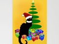 Christmas Le Chat Noir With Santa Hat Stationery Cards by Gravityx9