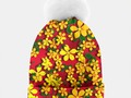 Pretty Orange & Yellow Flowers on Red Beanie at #LiveHeroes #Gravitx9 -