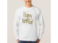 Happy New Year - Gold Text on White Confetti T-Shirt by #NewYearsCelebration