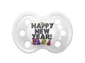 - Happy New Year - Black Text with Party Hats Pacifier by #NewYearsCelebration