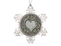 Camouflage Woodland Forest Heart on Camo Snowflake Pewter Christmas Ornament #Camouflage4you #gravityx9 -