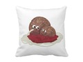Match your decor - Add background color to this Cute Meatball Eating Spaghetti Throw Pillow -