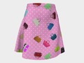 Purses, Polka Dots and Pink Background Flare Skirt