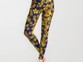 Orange & Yellow Flowers on Blue Leggings #Society6 -