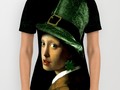 #StPatricksDay Girl With A Shamrock Earring All Over Print Shirt by #Gravityx9 #Society6 -
