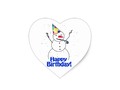 Happy Birthday Snowman Heart Sticker