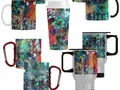 Colorful, yet dark, Graffiti wall and paint splatter covers these coffee mugs available at #Artsadd ~ #Gravityx9…