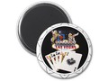 Las Vegas style poker chip with the famous Las Vegas Welcome Sign on a poker chip-like magnet, 3 sizes available.